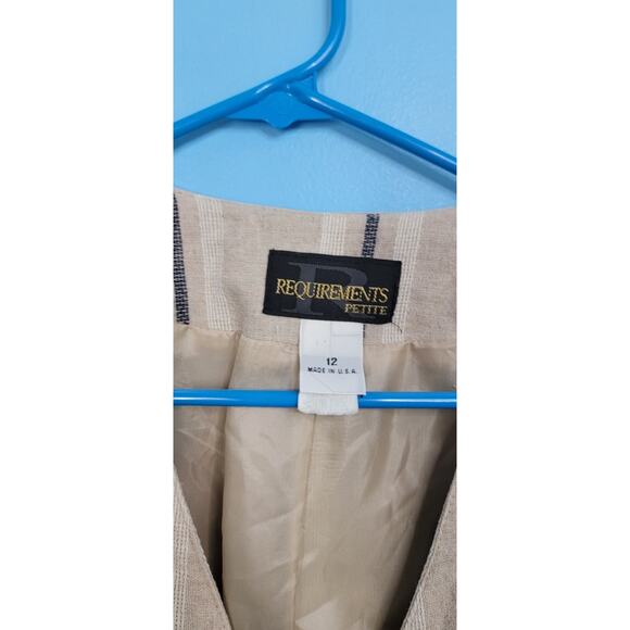 VTG REQUIREMENTS WOMEN'S SZ12 LIGHTWEIGHT BUSINESS CAREER JACKET STRIPES BEIGE - Picture 2 of 2